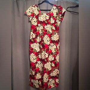 MD fashion Plumeria Hawaiian long dress with side slits NEW